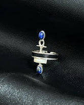 Leather Lapis Lazuli Ankh Ring