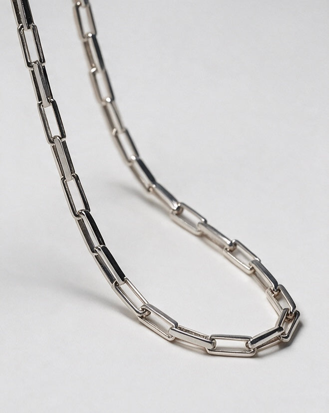 Rectangular Royal Chain Necklace | Silver