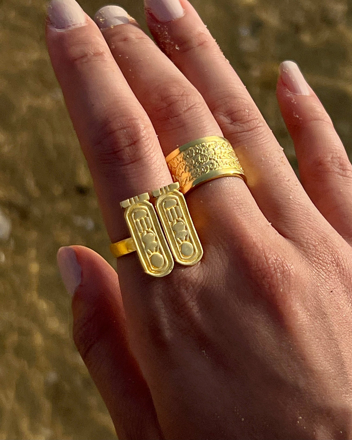 Double Cartouche Royal Ring | Gold Vermeil