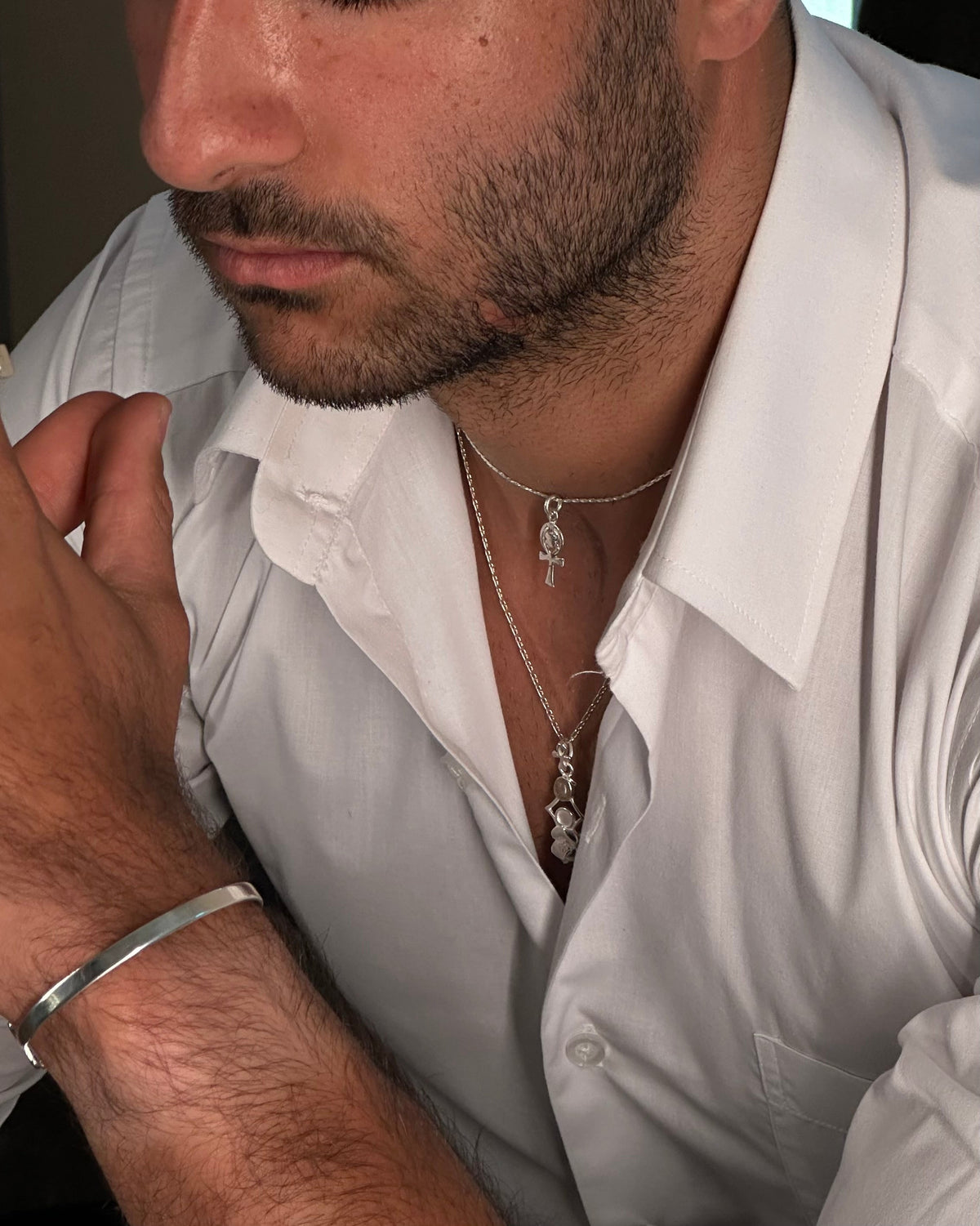 Scarab Ankh Necklace | Silver